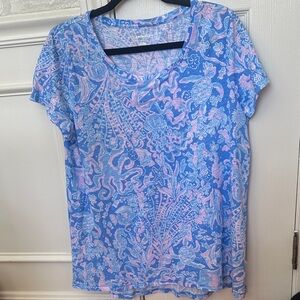 Lilly Pulitzer Blue and Pink Short Sleeve Top